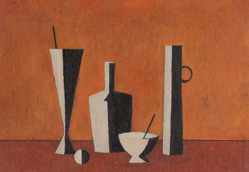 Andrej Barčík, Červené zátišie, 1958, 50 x 70, Považská galéria umenia